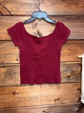 Brandy Melville Burgundy Short Sleeve Top